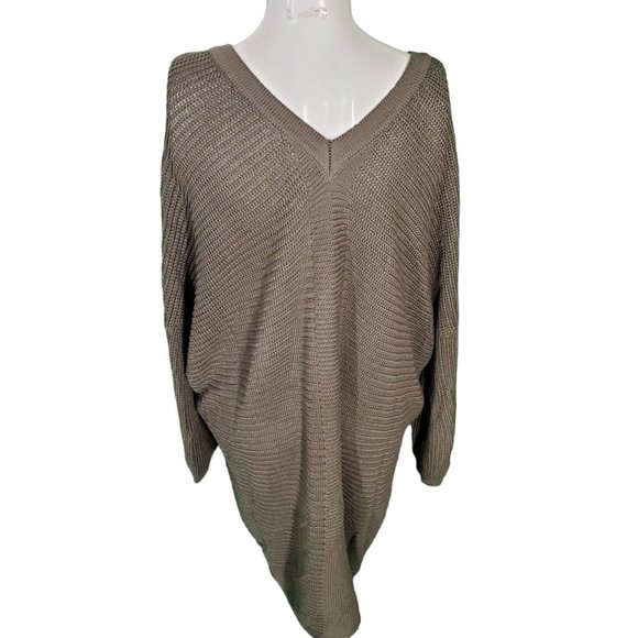 Alter'd State Dolman Oversized Slouchy Rib Knit Pullover Sweater M Khaki Olive - Picture 5 of 8